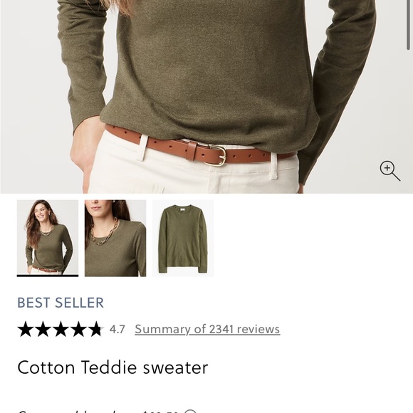 J. Crew Teddie Crewneck Sweater in Olive - Picture 7 of 7